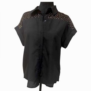 MM Couture by Miss Me Size Small gold sequenced button down Blouse